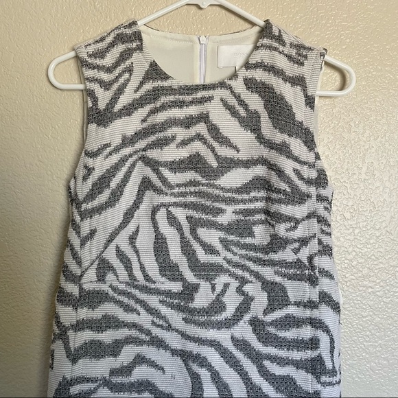 HUGO BOSS Dakola Gray Jacquard Zebra Stripe Shift Dress Wool Blend - Picture 10 of 14